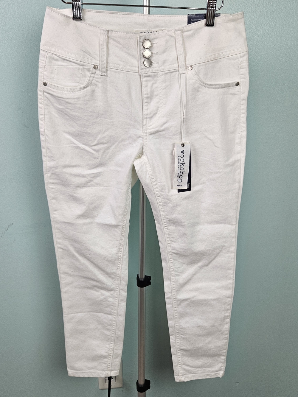 Workshop Republic Clothing White Cropped Slim Jeans